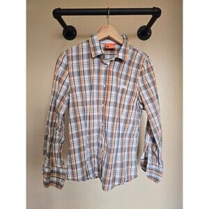 Ktm racing power wear long sleeve plaid button down shirt men's size large